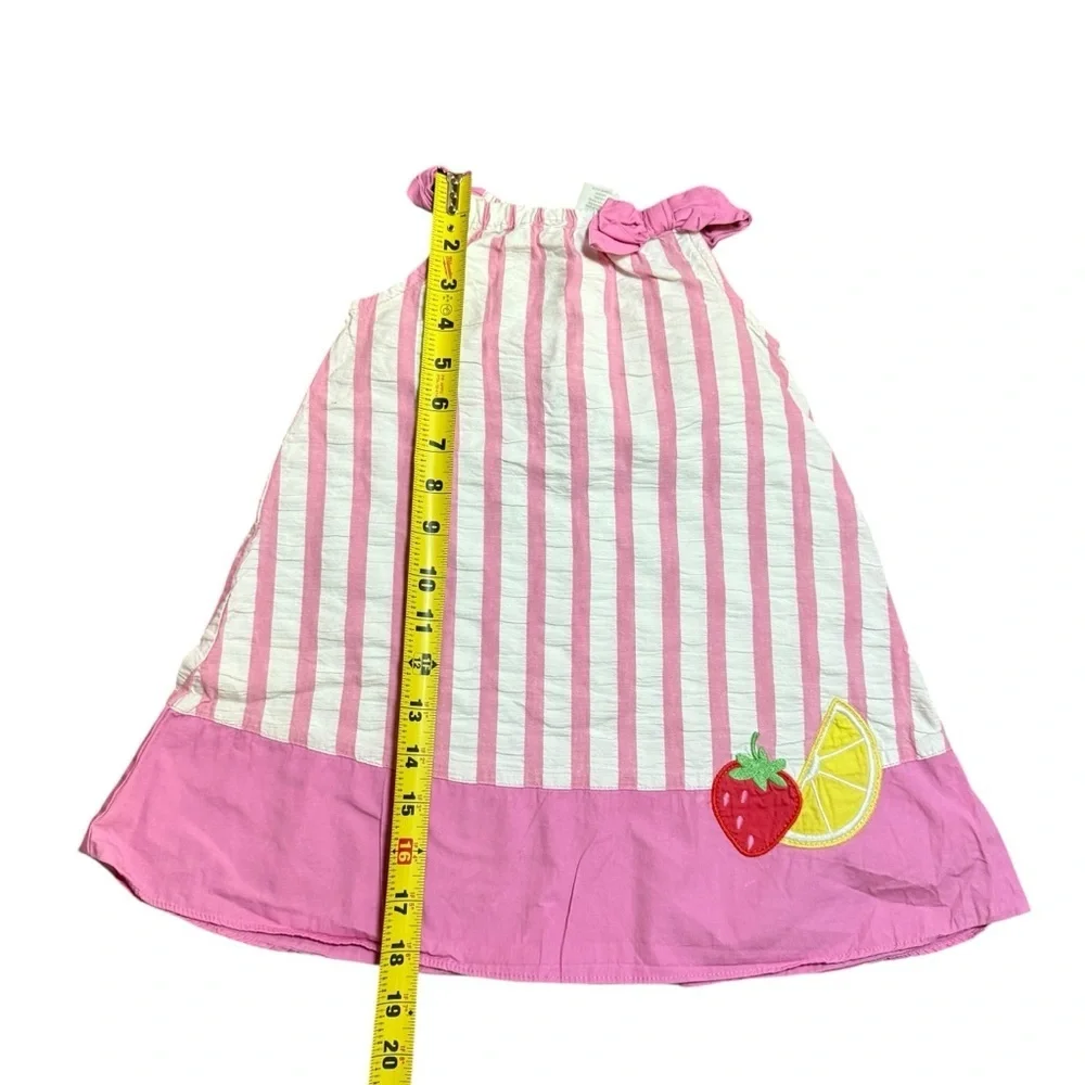 Gymboree Girls Pink White Striped Sleeveless Dress Fruit Patch Size 18-24 Months